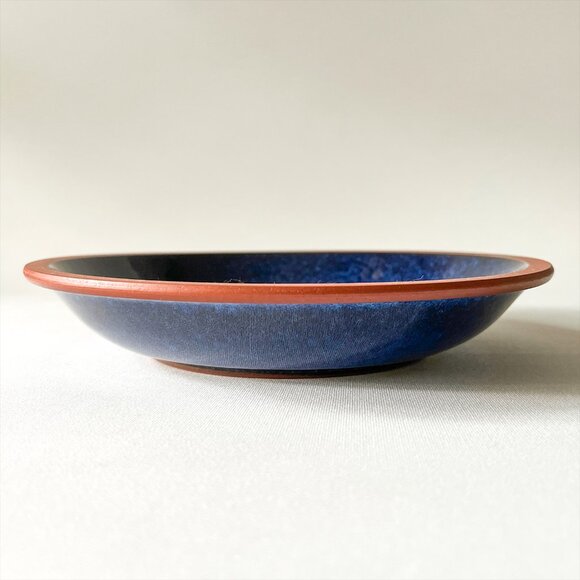 Vintage Suffolk Tableware Henry Watson Pottery England Blue Terracotta Soup Bowl - Picture 2 of 7